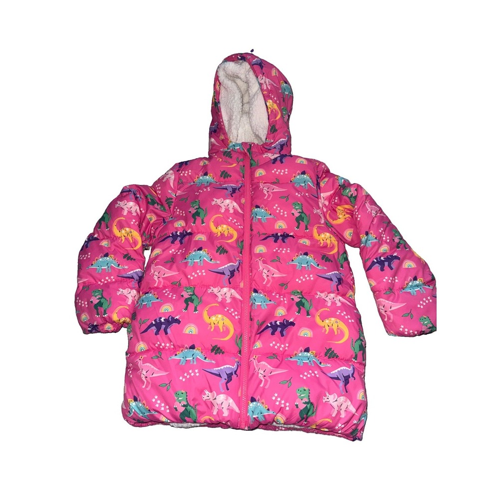 Gymboree Girls Pink Dinosaur Puffer Jacket -‎ Dino Friends SIZE 10